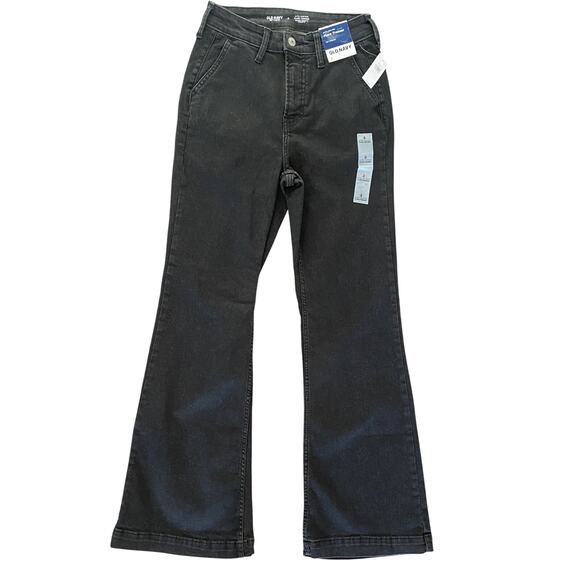 Old Navy Jeans Womens Sz 2 NEW Extra High Rise Flare Trouser Stretch Black Denim - Picture 1 of 12